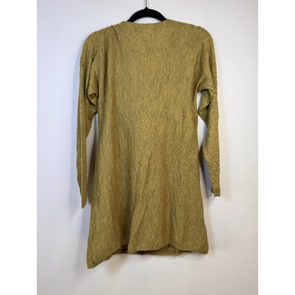 Eileen Fisher 100% Alpaca Wool Cowl-Neck Green Yellow Tunic Sweater Large - Picture 3 of 11